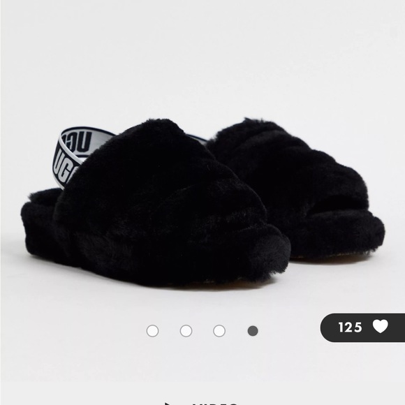 UGG Fluff Yeah slide flat sandals in black - Picture 3 of 12